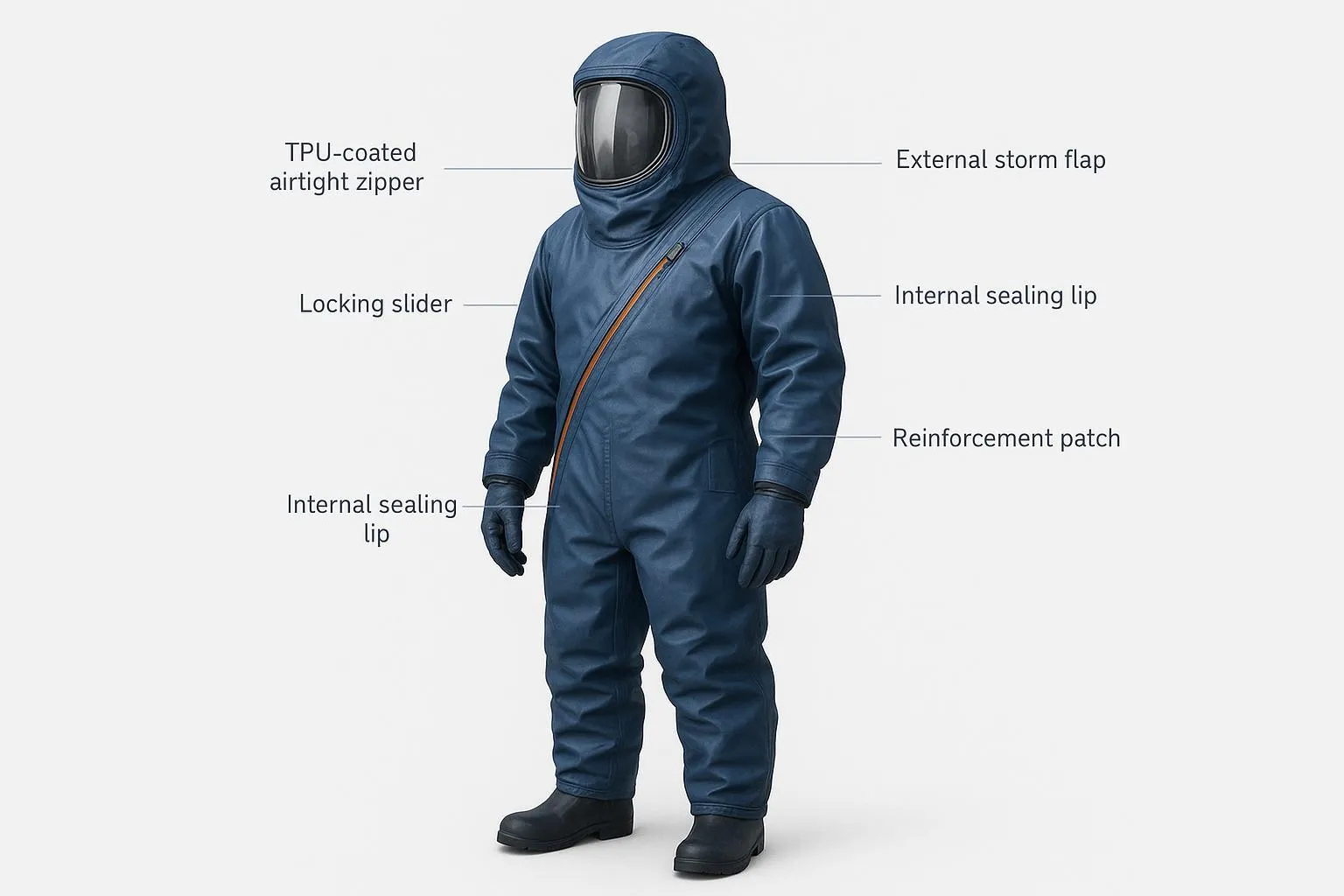 Zipper Routing for Airtight Protective Suits: Donning and Doffing Safety vs Sealing Reliability