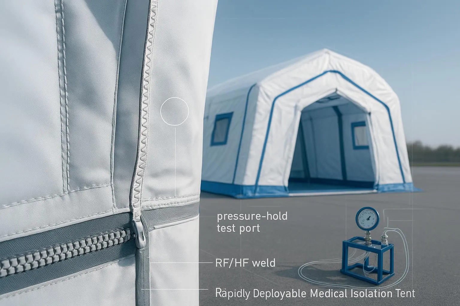 Airtight zippers for medical isolation tents: integration methods and leak testing