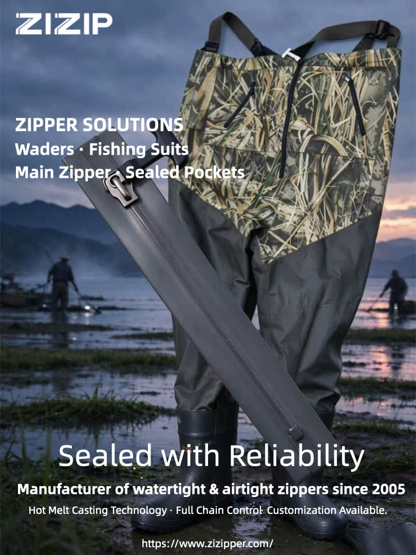 Waterproofing for fishing suits in field operations: sealed zippers are the key.